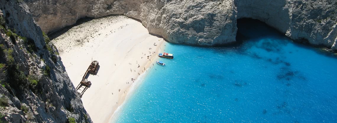 Schiffswrack in Navagio Bucht auf Zakynthos in Griechenland